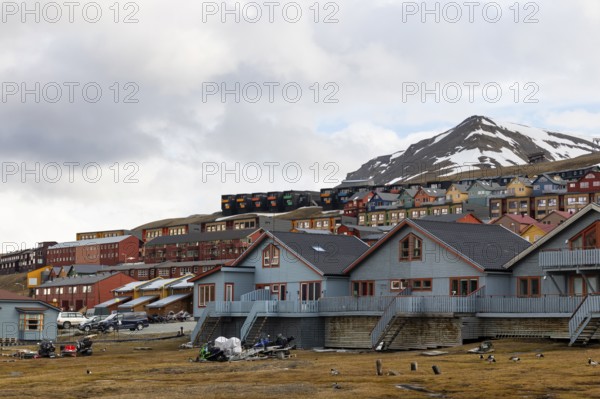 Colourful wooden houses, Longyearbyen, Spitsbergen, Svalbard