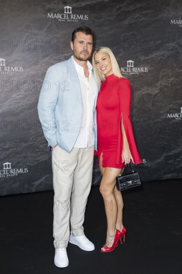 Isi Glück with man Carlos Lucio at the Remus Lifestyle Night on the roof terrace of the Pure Salt Hotel in El Toro, Magaluf, Majorca, Spain on 31/07/2025