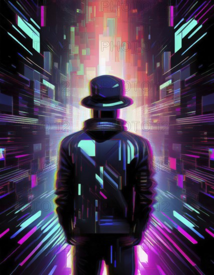 Abstract creative glitch overlay texture. Geometric pixel pattern, AI generated