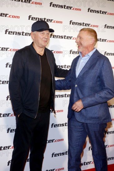 Stefan Effenberg and Boris Becker at the press conference to mark the presentation of the new TV and social media ads for fenster.com's 'Gute Fenster - Gute Nachbarschaft' campaign at the Hotel Adlon. Berlin, 31.07.2025