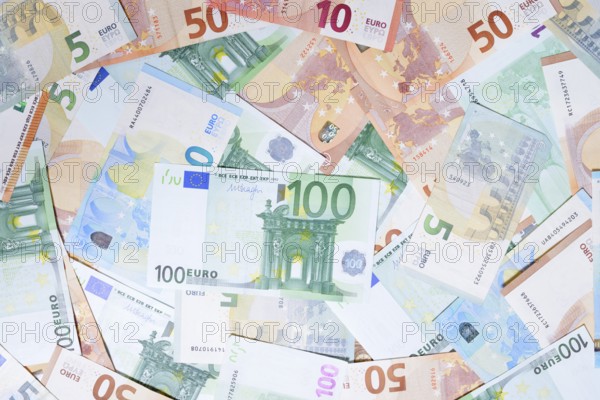 Various euro banknotes
