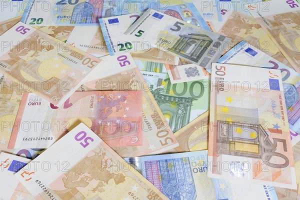 Various euro banknotes