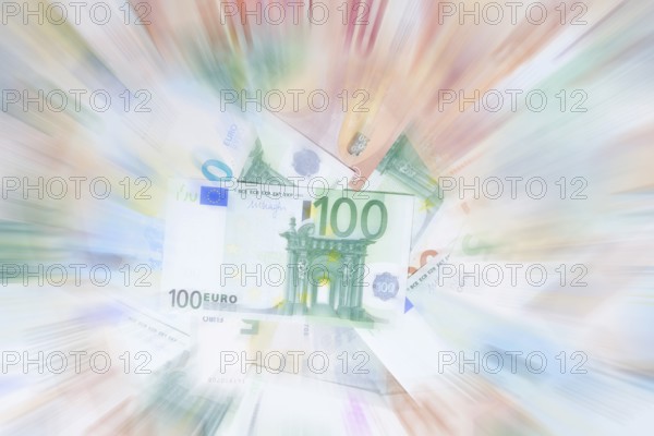 Various euro banknotes, zoom effect