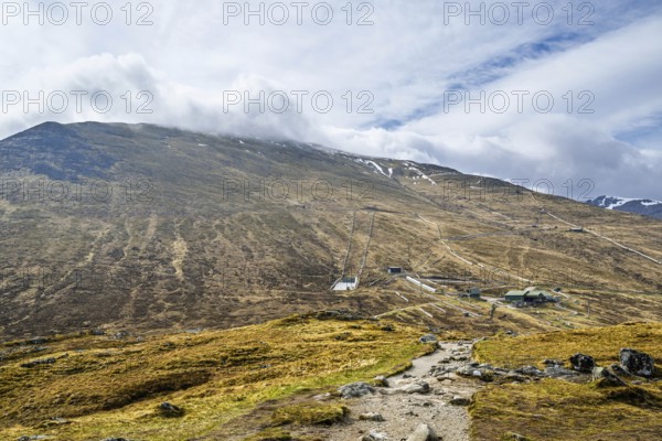 View of Nevis Range Mountains, Grampian Mountains, Fort William, Highland, Lochaber, Scotland, UK