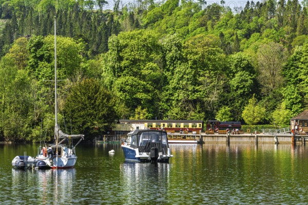Boats on Windermere Lake, Fell Foot Park, Lake District, Cumbria, England, United Kingdom