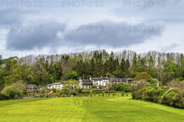 Farms, Ullswater Lake, Lake District National Park, Cumbria, England, United Kingdom