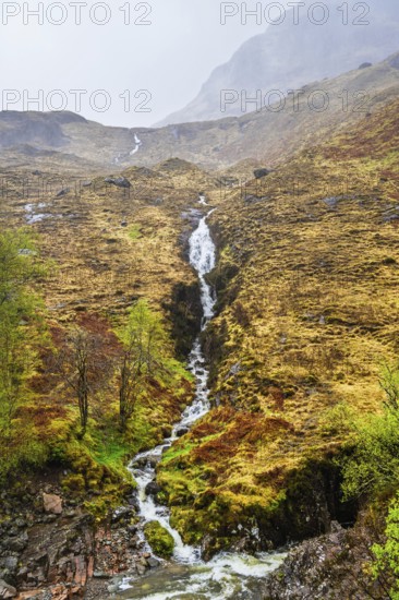 Glencoe Waterfall, Glencoe Valley, Argyll, Scotland, United Kingdom
