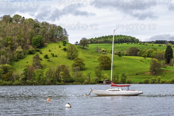Boats on Ullswater Lake, Pooley Bridge, Lake District National Park, Cumbria, England, United Kingdom