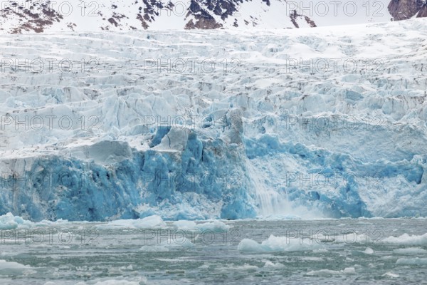 Glacier tongue, sea, Smeerenburgbreen, Spitsbergen, Svalbard