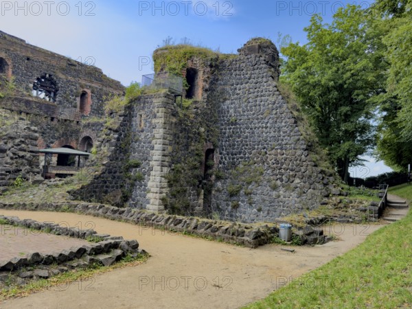 View of part of the ruins of the imperial palace of Emperor Frederick I Barbarossa, Kaiserswerth, Düsseldorf, North Rhine-Westphalia, Germany, built in the Middle Ages around 1184 on the present banks of the Rhine
