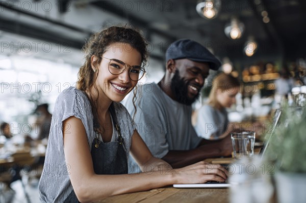 Business lunch in cafe where business ideas can be discussed in informal setting, AI generated