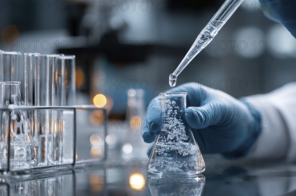 Medical research and development in advanced lab or research center. Development of new vaccines and remedies for diseases, AI generated