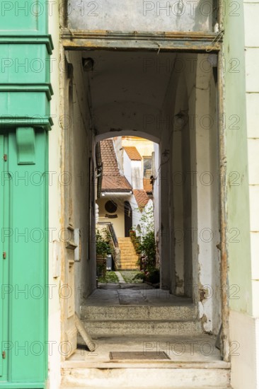 Alley in the historic centre of the Capital of Culture 2026, Trencín, Slovakia