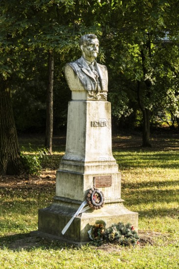 Monument to Ludovít Vladimír Rizner in a park, Capital of Culture 2026, Trencín, Slovakia