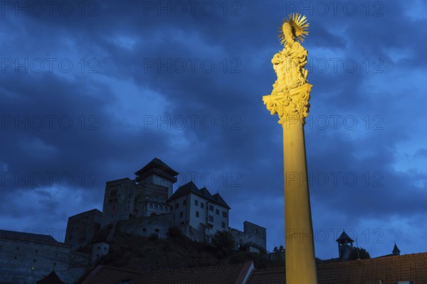 Plague column commemorating the victims of the plague column at the beginning of the 18th century, Capital of Culture 2026, Trencín, Slovakia