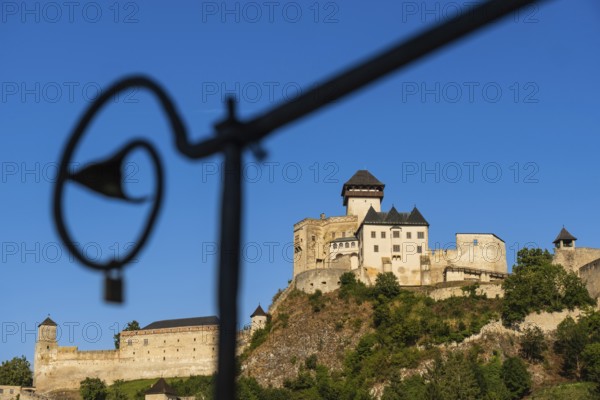 View of Trencín Castle from the city tower in the evening light, Capital of Culture 2026, Trencín, Slovakia