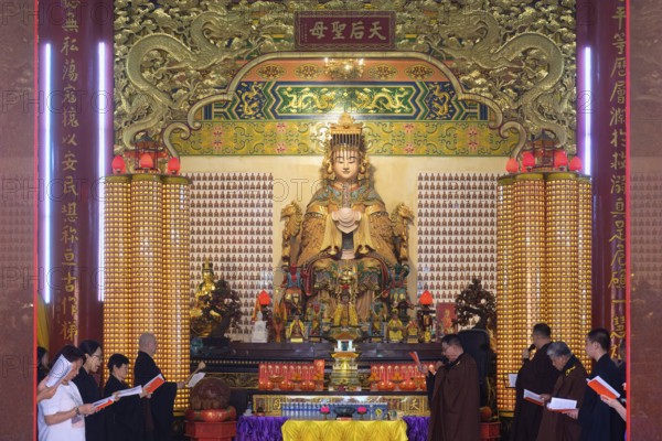 Thean Hou Temple to the Goddess Mazu, Prayers in the Intercession shrine, Kuala Lumpur, Malaysia, Asia