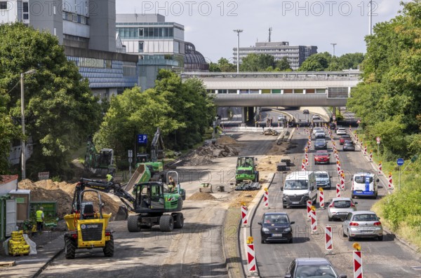 Rehabilitation of the B8, Europaring, in the city centre of Leverkusen, major infrastructure measure to renew the thoroughfare, North Rhine-Westphalia, Germany