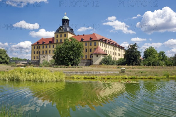 Johannisteich, castle park, Museum Zeitzer Schloss Moritzburg, early baroque style, water reflection, Zeitz, Saxony-Anhalt, Germany