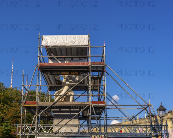Scaffolded sculpture on the castle bridge on the Spree Canal, Berlin, Germany