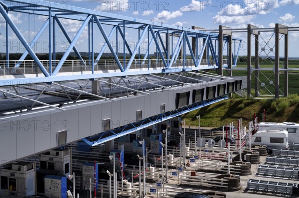 Toll station, toll, Barriere de Payage, Pont de Normandie, Normandy Bridge, cable-stayed bridge, Le Havre, Honfleur, Normandy, Calvados, France