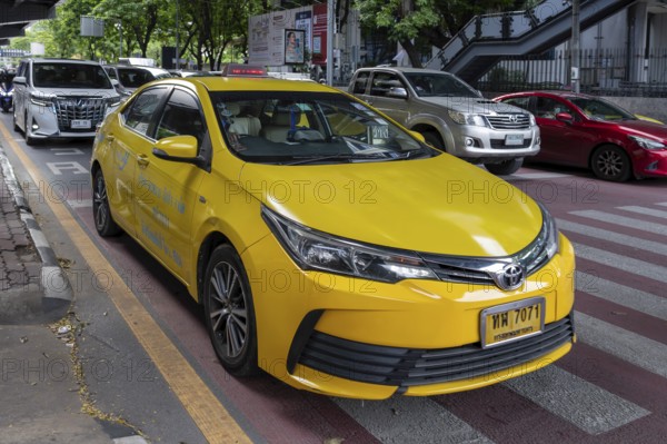 Road traffic taxi, Bangkok, Thailand