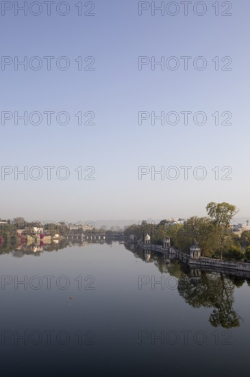 Swaroop Sagar Lake in the morning light, Udaipur, Rajasthan, India