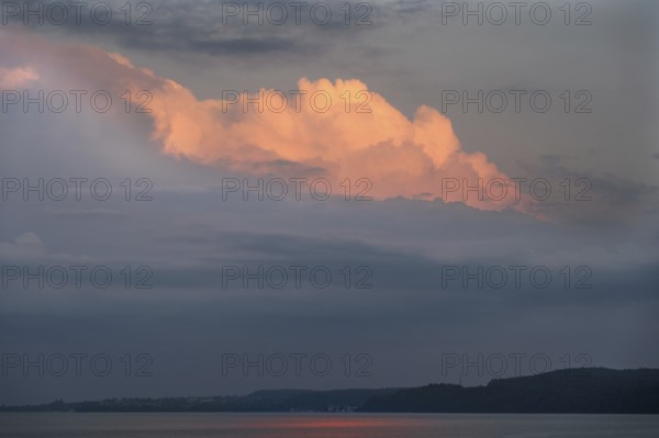 Cluster clouds in the evening light at Lake Constance, Überlingen, Baden-Württemberg, Germany