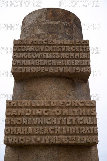 Memorial to the landing of the US V Corps on 6 June 1944, Omaha Beach, D-Day, Operation Overlord, Saint-Laurent-sur-Mer near Colleville-sur-Mer, Normandy, Calvados, France
