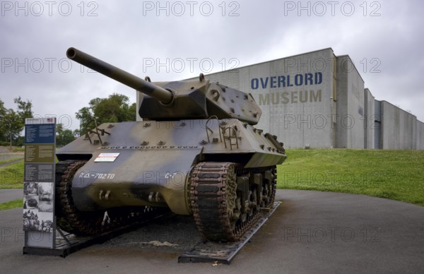 M10 Tank Destroyer tank, exhibit in front of Overlord Museum, Colleville-sur-Mer, D-Day, Operation Overlord, Omaha Beach, Normandy, Calvados, France