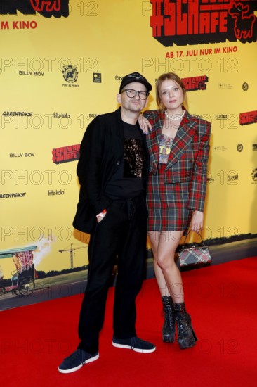 Milan Peschel and Jella Haase at the #SchwarzeSchafe premiere at the cinema in the Kulturbrauerei on 15.7.2025 Berlin