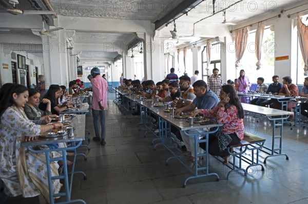 Pilgrims' meal at the Adinath temple in Ranakpur, Jain temple, Rajasthan, India