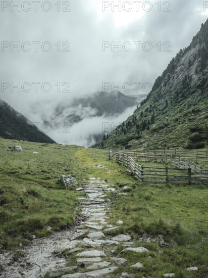 Historic mule track, Windbachtal, Krimmler Tauern, Pinzgau, Salzburg, Austria