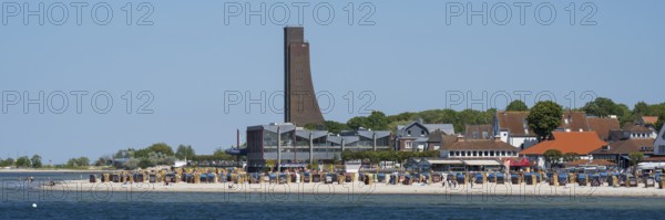 Naval memorial, beach, Laboe, Baltic seaside resort, fjord, Baltic Sea, North Frisia, Schleswig-Holstein, Germany