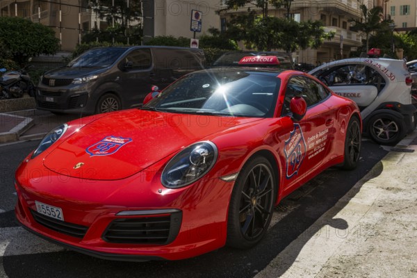 Red Porsche, driving school, Monte Carlo, Cote d'Azur, Monaco