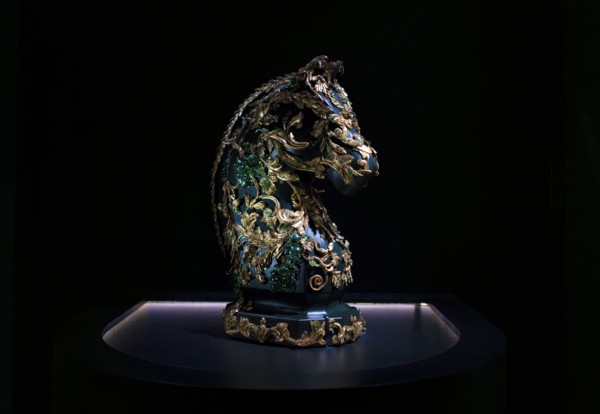 Horse with baroque motifs reminiscent of grapevines, by Baqué Molinié, Treasury, headquarters of the champagne brand Moët & Chandon, part of the luxury goods group LVMH Louis Vuitton Moët Hennessy, Avenue de Champagne, Épernay, Marne, France