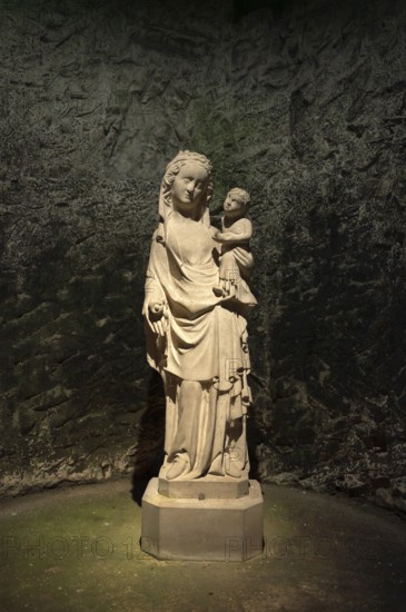 Madonna statue, Madonna, patron saint, baby Jesus, cellar, champagne cellar of Moët & Chandon, Les Caves Moët & Chandon, headquarters of the champagne brand Moët & Chandon, part of the luxury goods group LVMH Louis Vuitton Moët Hennessy, Avenue de Champagne, Épernay, Marne, France
