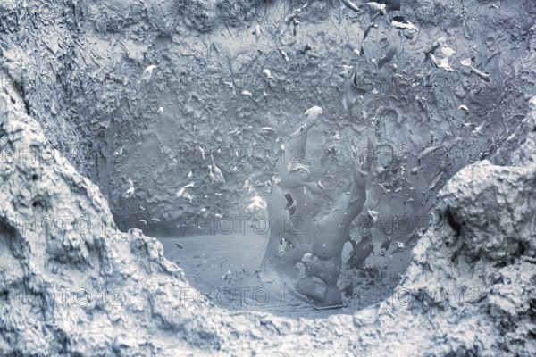 Bubbling mud pot, Hverarönd geothermal area, also known as Hverir, Namaskard or Namafjall, Myvatn, Krafla volcano system, North Iceland, Iceland