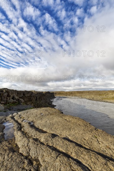 River Jökulsa a Fjöllum flows through canyon, rock formation, North Iceland, Iceland