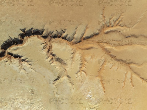 Canyon in the Tsondab Valley in the Namib Desert. Aerial view. Drone shot. Namibia