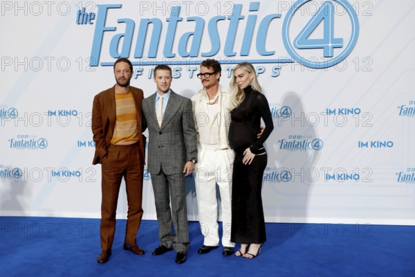 Ebon Moss-Bachrach, Joseph Quinn, Pedro Pascal and Vanessa Kirby at The Fantastic Four Fan Event at Das Center in Berlin on 8 July 2025