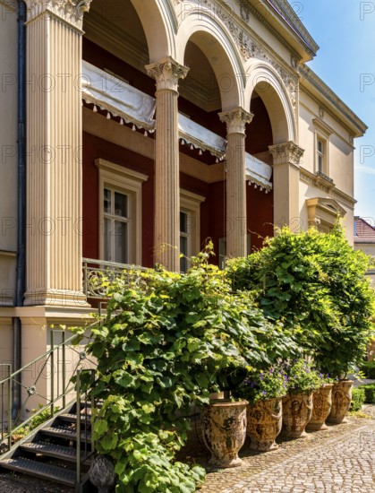 Decorative courtyard area in the Palais am Stadhaus, Potsdam, Brandenburg, Germany