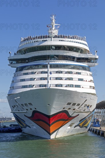 Cruise ship AIDA mar moored at the quay wall, Warnow, Warnemünde, Rostock, Mecklenburg-Vorpommern, Germany
