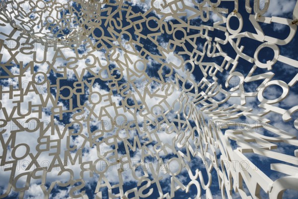 Sculpture made of letters, Le Nomade, artist Jaume Plensa, Antibes, Provence Alpes Côte d'Azur, South of France, France