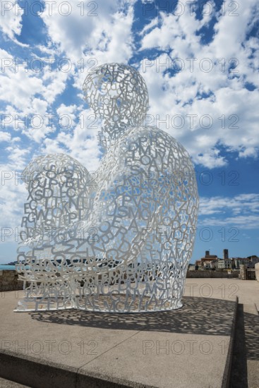 Sculpture made of letters, Le Nomade, artist Jaume Plensa, Antibes, Provence Alpes Côte d'Azur, South of France, France