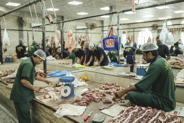 Market hall, section of camel butchers, Salalah, Dhofar, Oman