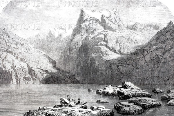 View of Lake Lucerne in 1888, Switzerland, Historical, digitally enhanced reproduction of a 19th century original