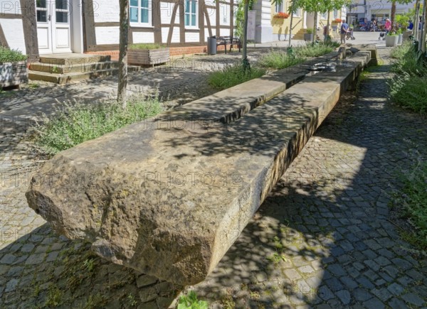 Artistic representation of the course of the Aller in the old town centre of Verden. Verden, Lower Saxony, Germany