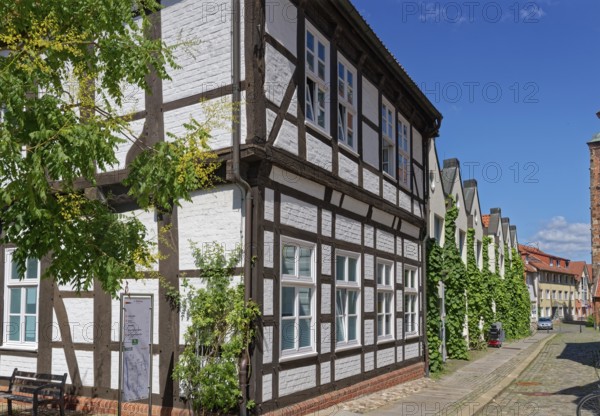 Half-timbered house on the town hall square in the old town centre of Verden. Verden, Lower Saxony, Germany