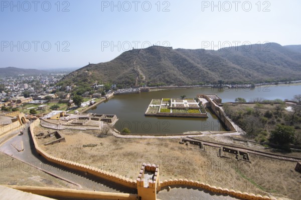 Gardens in the Amber Fort or fortress, Jaipur, Rajasthan, India